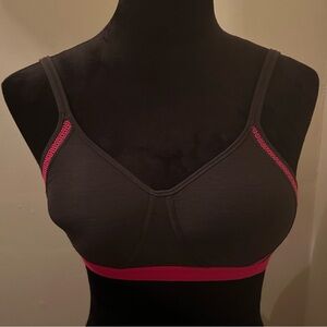 Hanes Dark Gray and Neon Pink Trim Bra